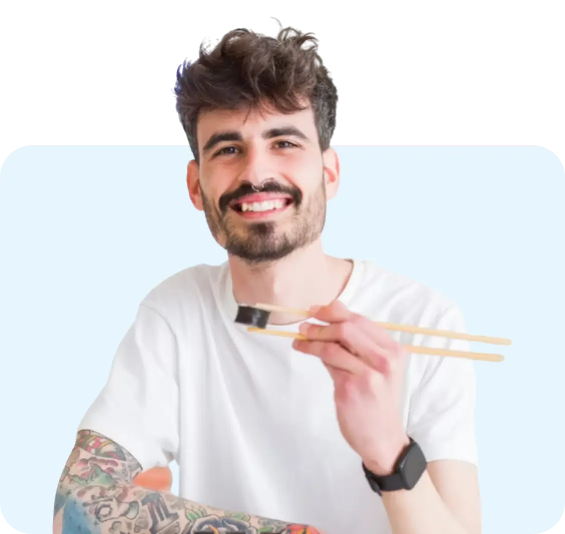 man eating healty food